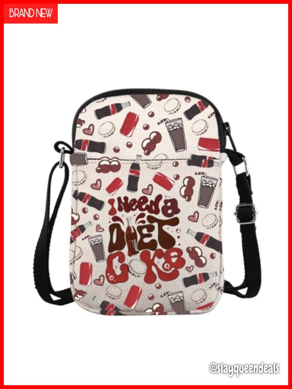 Waterproof Polyester Crossbody Messenger Bag Fizzy Drink Soda Lover Gift